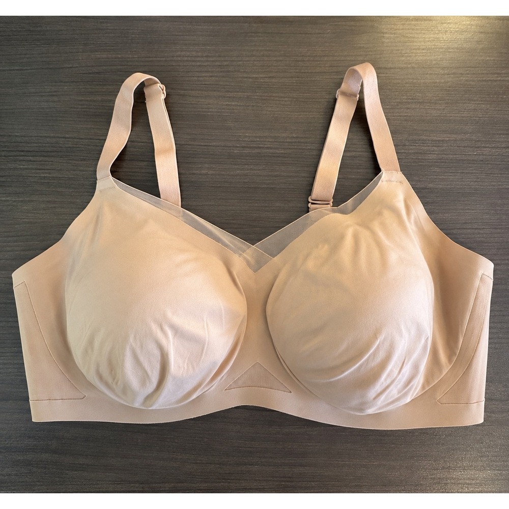 Honeylove Crossover Bra 3X 44DD DDD F Nude Smoothing Support Full Coverage